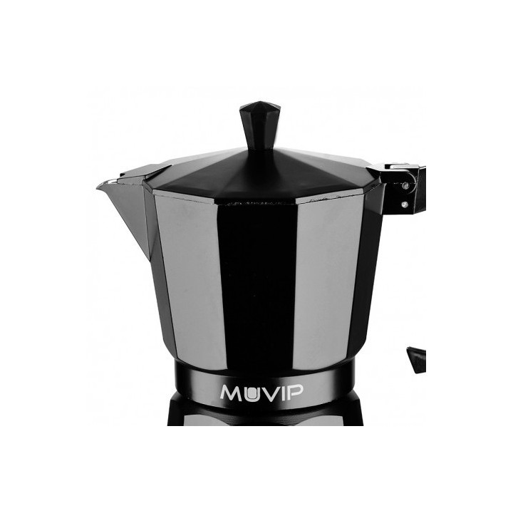 CAFETERA 1 TAZA ALUMINIO NEGRO MATE ANTIADHERENTE MUVIP