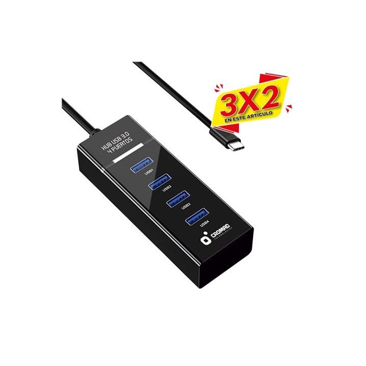 HUB TIPO C USB 3.0 4 PUERTOS CROMAD (3 X 2)