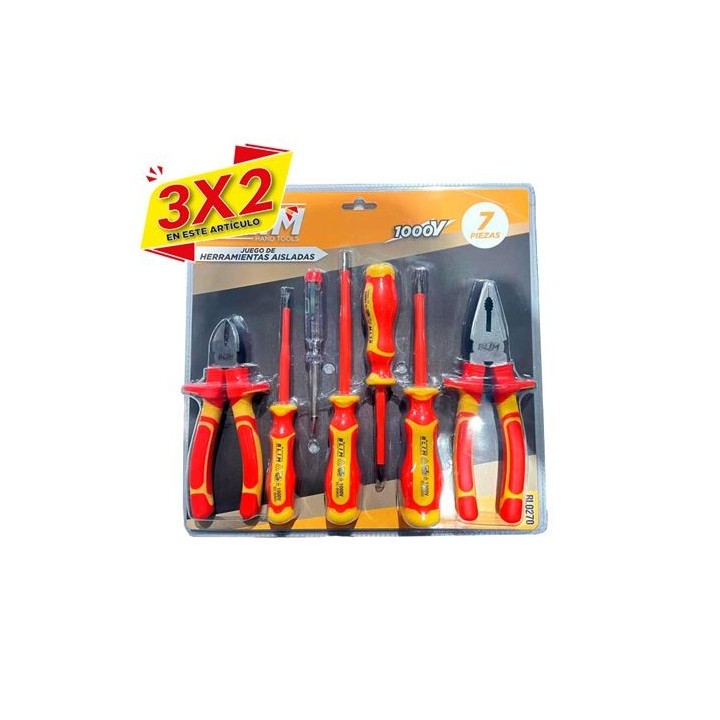 JUEGO 7 PCS HERRAMIENTAS AISLADAS 1000V. BLIM (3 X 2)
