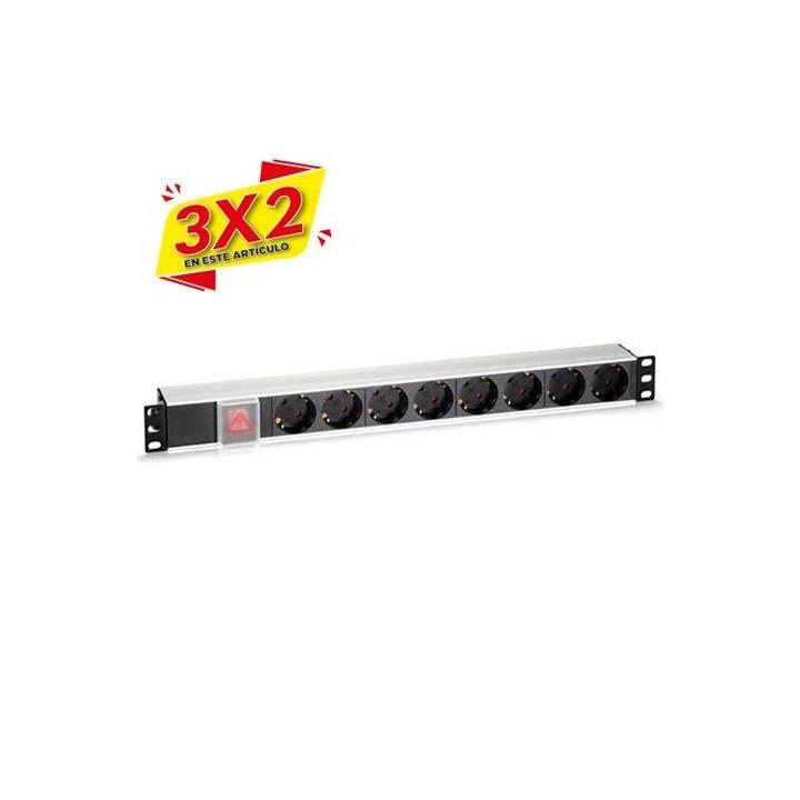 REGLETA PDU RACK 19" 8 TOMAS + INTERRUPTOR ALUMINIO CROMAD (3 X 2)