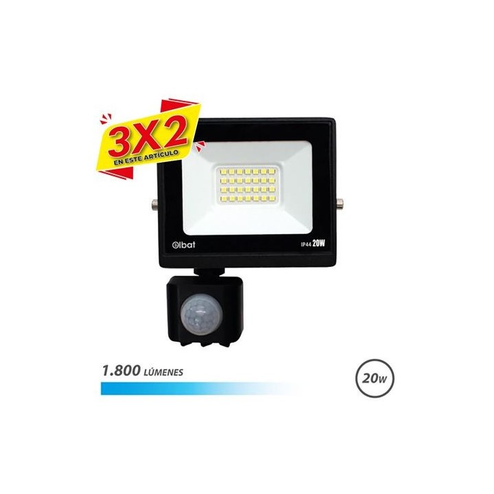 FOCO LED SERIE SLIM 20W CON SENSOR | 1800LM | 6500K ELBAT (3 X 2)