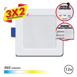 DOWNLIGHT CUADRADO 12W | 960LM 3 TEMPERATURAS + SOBREPARED ELBAT (3 X 2)