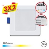 DOWNLIGHT CUADRADO 12W | 960LM 3 TEMPERATURAS + SOBREPARED ELBAT (3 X 2)