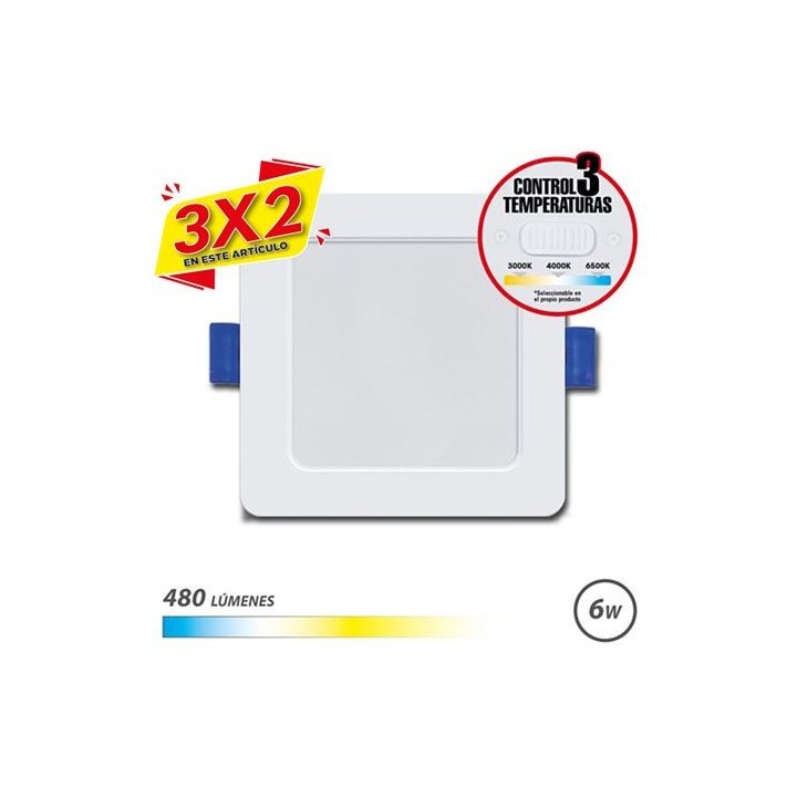 DOWNLIGHT CUADRADO 6W | 480LM | SELECTOR 3 TEMPERATURAS ELBAT (3 X 2)