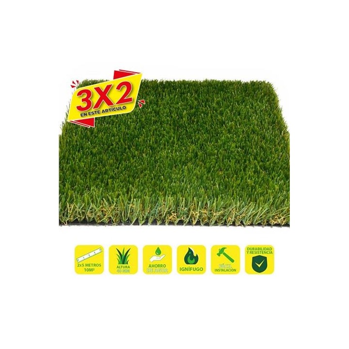 CESPED ARTIFICIAL 2X5 METROS 40MM SERIE ALPINO SUPERIOR SUNGARDEN (3 X 2)