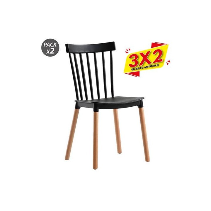 PACK 2 SILLAS DESIGN D800 NEGRAS MUVIP (3 X 2)