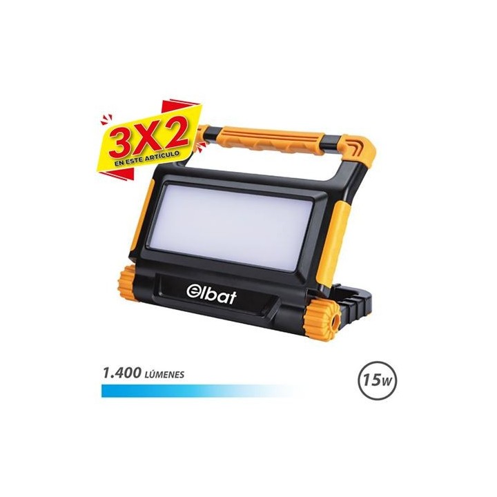 FOCO LED RECARGABLE 15W 1400LM LUZ FRIA ELBAT (3 X 2)