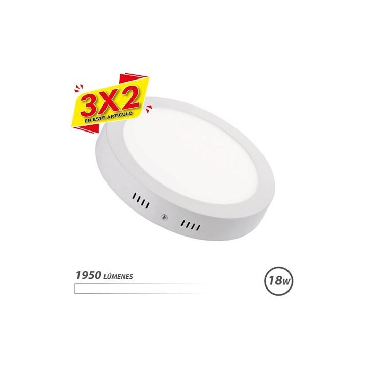 DOWNLIGHT CIRCULAR SOBRE PARED LED 18W 1950LM LUZ BLANCA ELBAT (3 X 2)