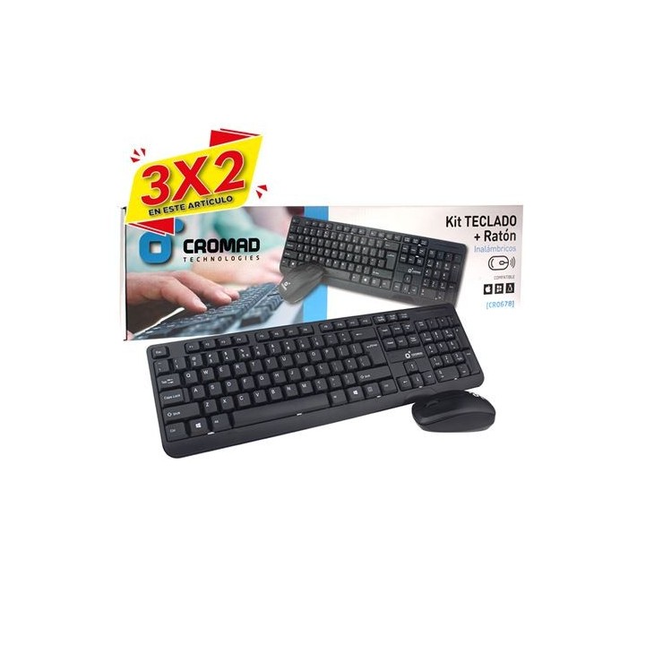 KIT TECLADO + RATÓN INALÁMBRICOS CROMAD (3 X 2)