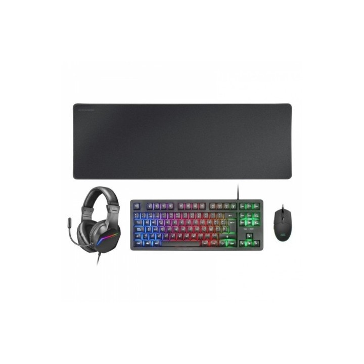 PACK GAMING TECLADO H-MECH | RATON RGB | AURICULARES | ALFOMBRILLA | NEGRO