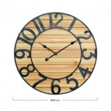 RELOJ PARED VINTAGE NEGRO/MADERA CLARA 60CM