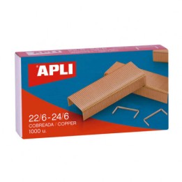 GRAPAS COBRE 22/6 - 24/6 CAJA 1000 UNIDADES GALVANIZADAS APLI