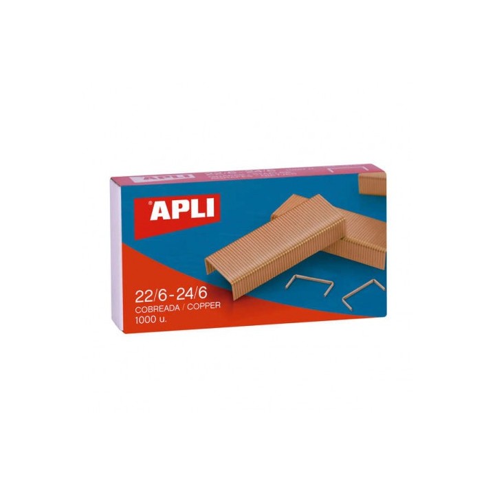 GRAPAS COBRE 22/6 - 24/6 CAJA 1000 UNIDADES GALVANIZADAS APLI