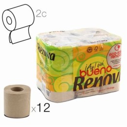 PACK 12 ROLLOS PAPEL HIGIENICO DOBLE CAPA RENOVA