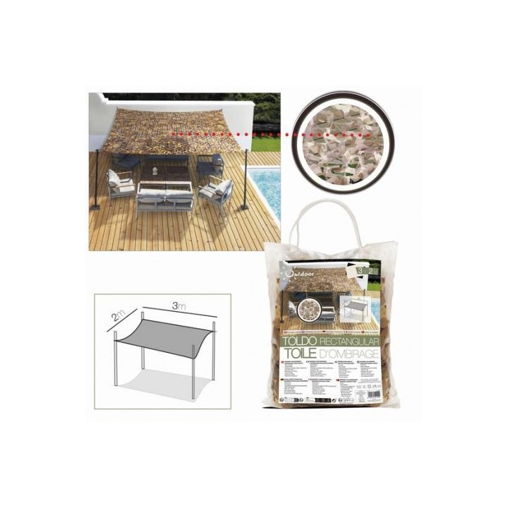 TOLDO RECTANGULAR EFECTO CAMUFLAJE CON BOLAS 2X3 METROS