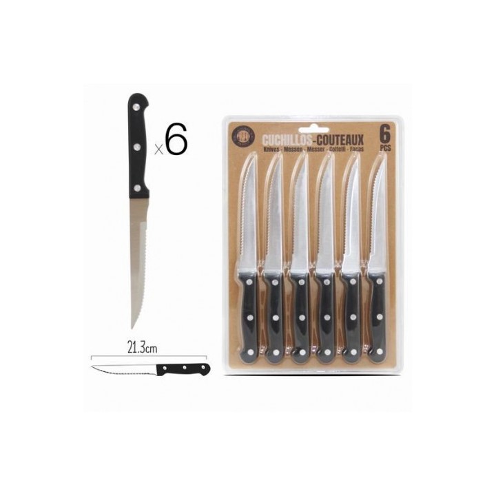 PACK 6 CUCHILLOS 21.3CM MANGO DE MADERA