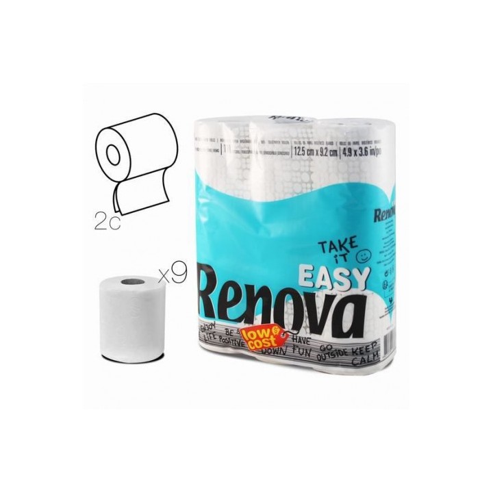 PACK 9 ROLLOS PAPEL HIGIENICO DOBLE CAPA RENOVA