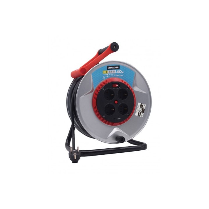 ENROLLADOR DE CABLE 40 METROS 3X2.5MM METALICO MADER