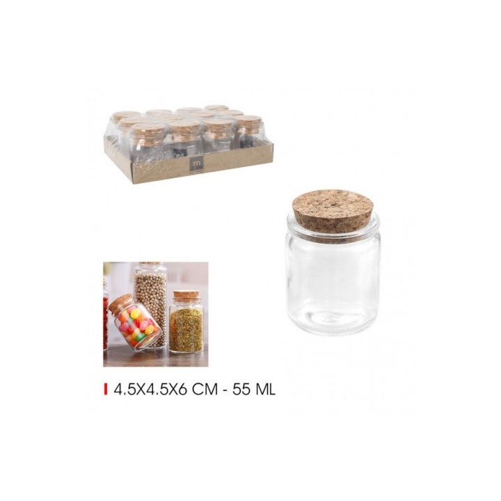 TARRO VIDRIO CON TAPON CORCHO 55ML LA MEDITERRANEA