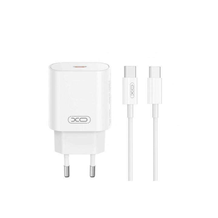 CARGADOR DE CORRIENTE CE25 25W 1 X TIPO C + CABLE TIPO C- TIPO C 1 METRO XO