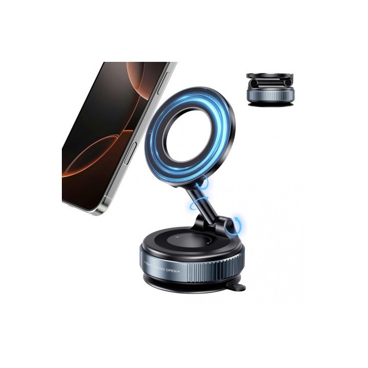SOPORTE COCHE SMARTPHONE POR VACIO CON BRAZO / MAGNETICO C169 NEGRO XO