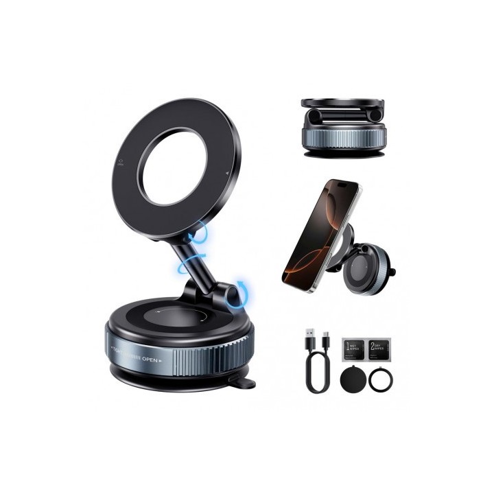 SOPORTE COCHE SMARTPHONE POR VACIO CON BRAZO / MAGNETICO C169 NEGRO XO