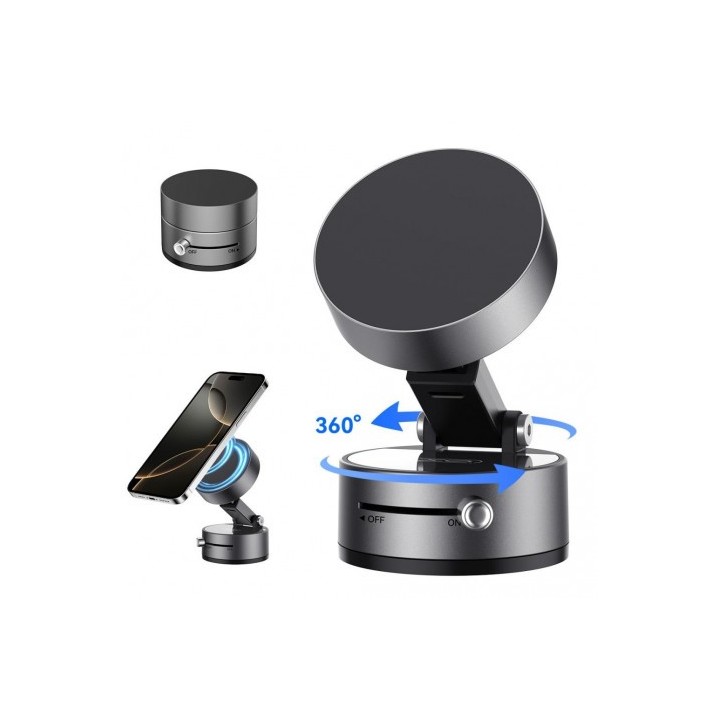 SOPORTE COCHE SMARTPHONE POR VACIO / MAGNETICO C170 NEGRO XO