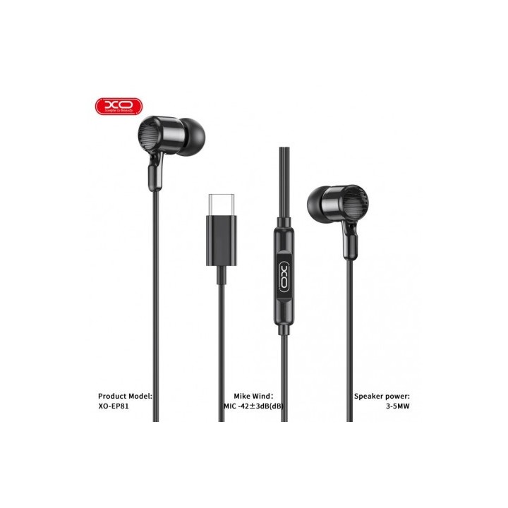 AURICULARES CON Y MICROFONO CABLE TIPO C EP81 NEGRO XO