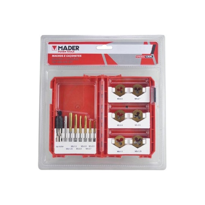 JUEGO MACHOS Y COJINETES 13PCS MADER