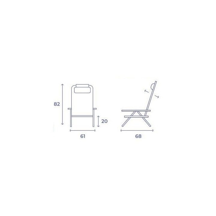 SILLA PLEGABLE 5 POSICIONES ALUMINIO 65.5X44X82CM