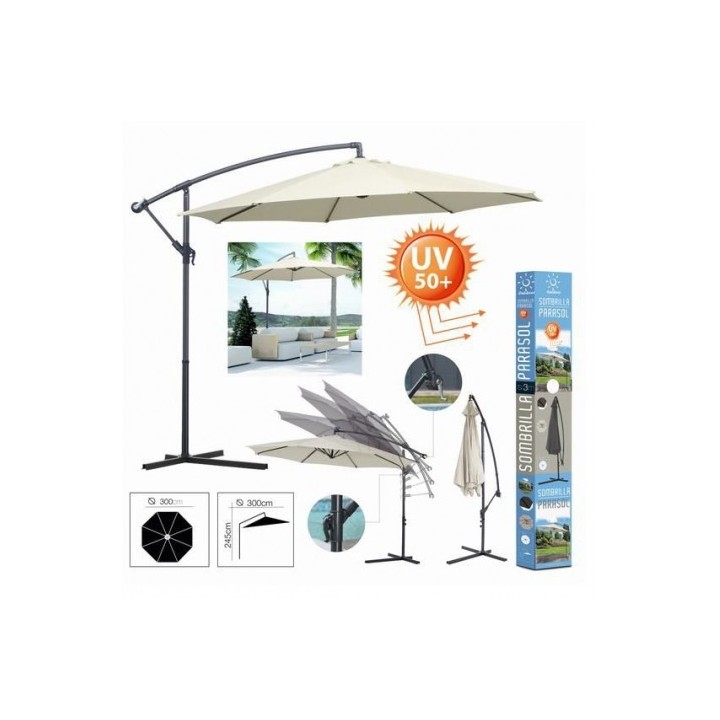 SOMBRILLA EXCENTRICA BEIGE 300CM