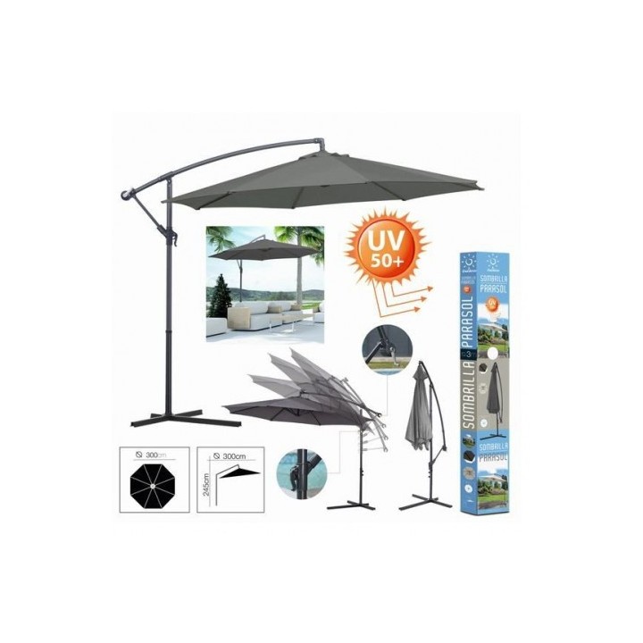 SOMBRILLA EXCENTRICA ANTRACITA 300CM