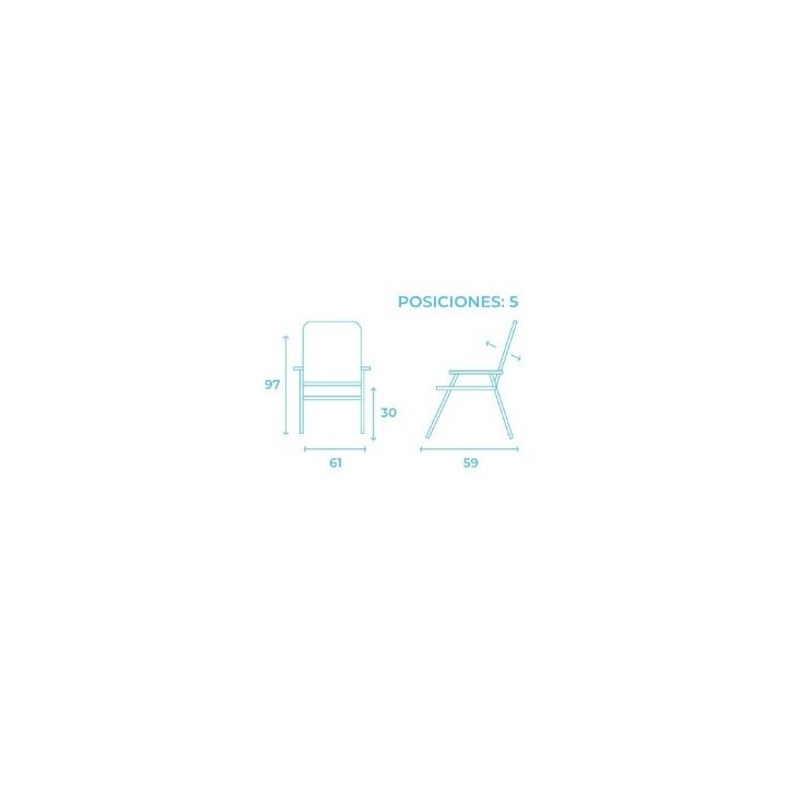 SILLA PLEGABLE 5 POSICIONES ALUMINIO 59X61X97 CON ASA
