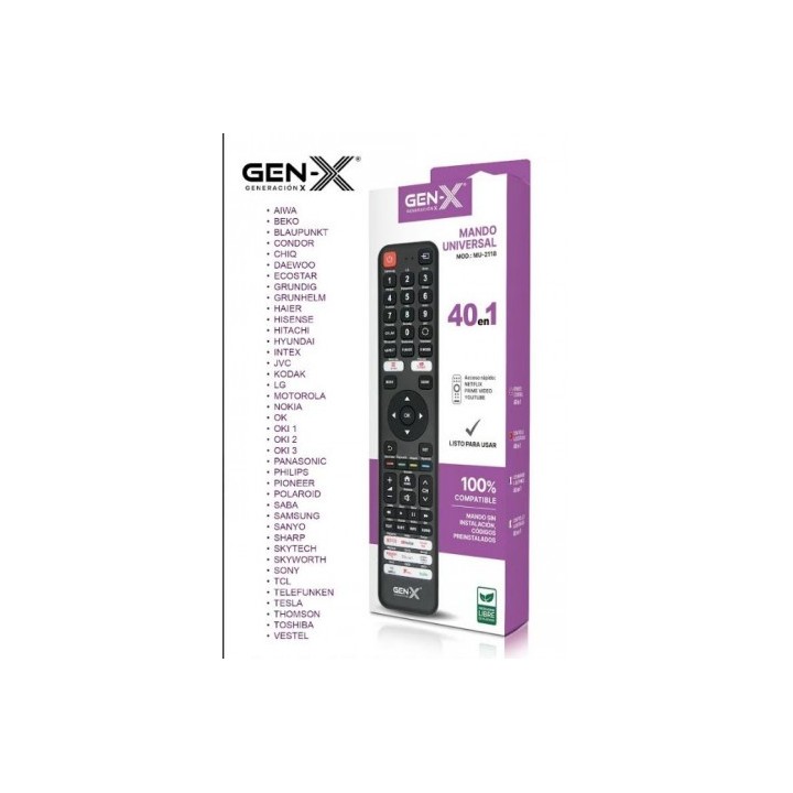 MANDO UNIVERSAL 40 EN 1 SIN CODIGOS MU-2118 GEN-X