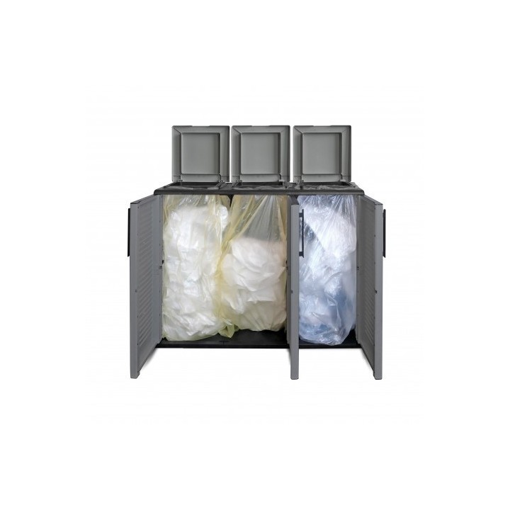 ARMARIO PARA RECICLAJE 3 COMPARTIMIENTOS 1020X370X840MM ARTPLAST