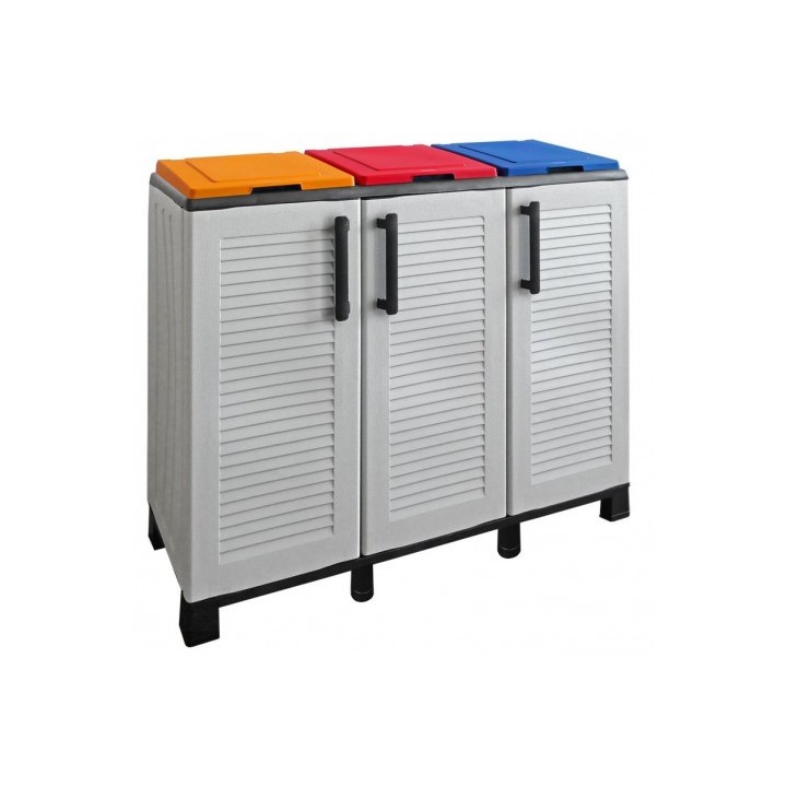 ARMARIO PARA RECICLAJE 3 COMPARTIMIENTOS 1020X370X840MM ARTPLAST