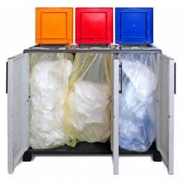 ARMARIO PARA RECICLAJE 3 COMPARTIMIENTOS 1020X370X840MM ARTPLAST