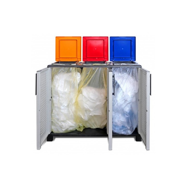 ARMARIO PARA RECICLAJE 3 COMPARTIMIENTOS 1020X370X840MM ARTPLAST