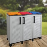 ARMARIO PARA RECICLAJE 3 COMPARTIMIENTOS 1020X370X840MM ARTPLAST