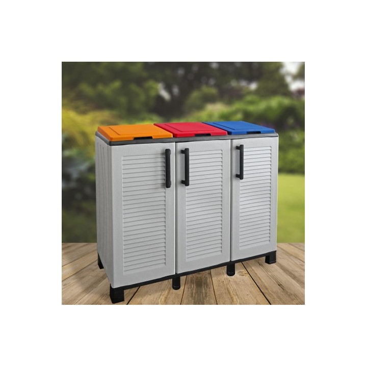 ARMARIO PARA RECICLAJE 3 COMPARTIMIENTOS 1020X370X840MM ARTPLAST