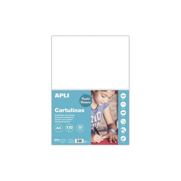 PACK 50 CARTULINAS A4 170GR COLOR BLANCO APLI
