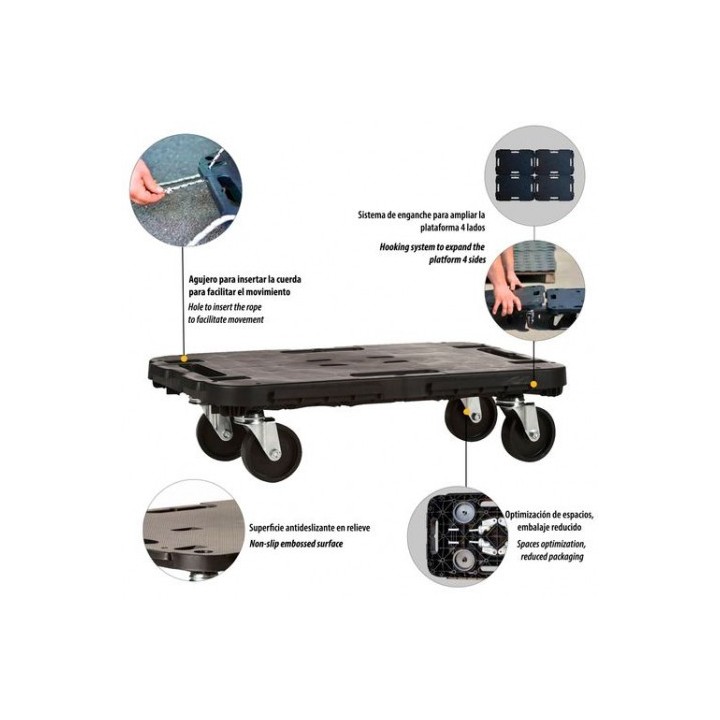 PLATAFORMA CON RUEDAS EXTENSIBLE PARA CARGA 480X290X40MM ARTPLAST