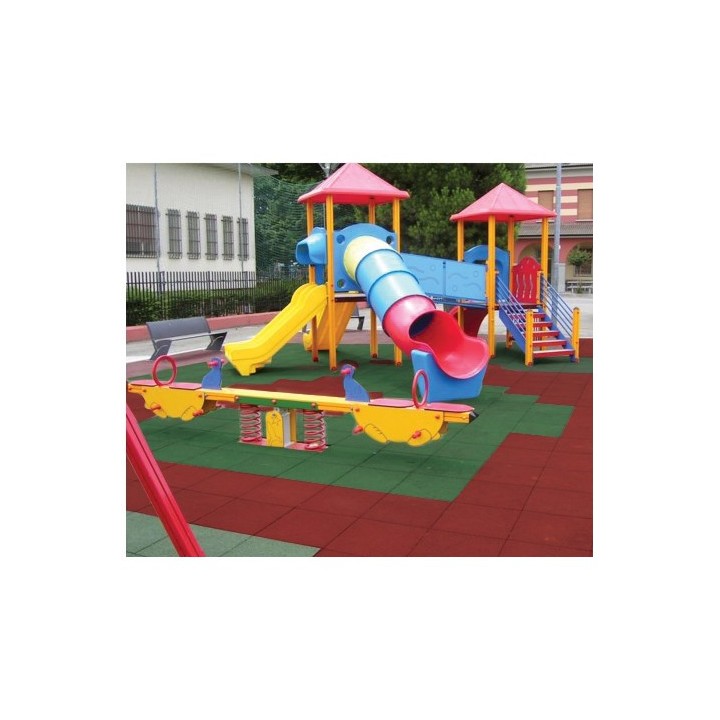 BALDOSA DE CAUCHO ANTITRAUMA 400X400X25MM COLOR LADRILLO ROJO ARTPLAST