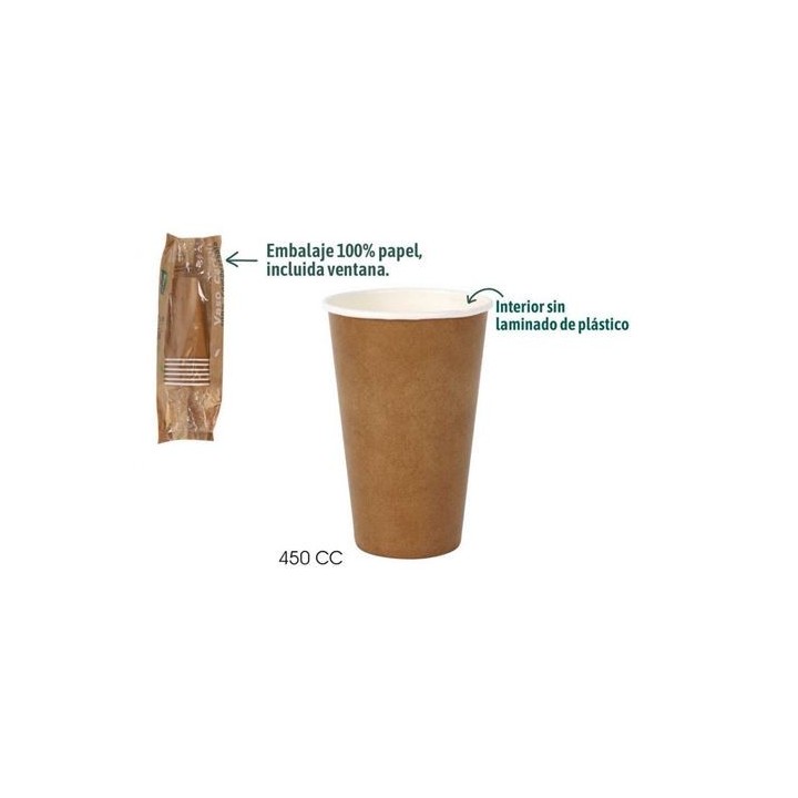 SET 6 VASOS CARTON KRAFT 450CC ALGON