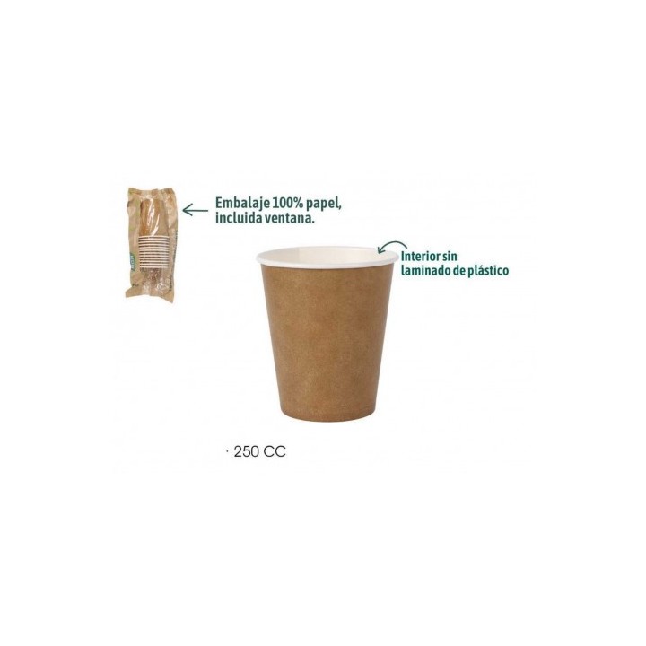 SET 12 VASOS CARTON KRAFT 250CC ALGON