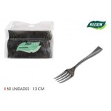 SET 50 TENEDOR 10CM PLASTICO REUTILIZABLE PLATA ALGON