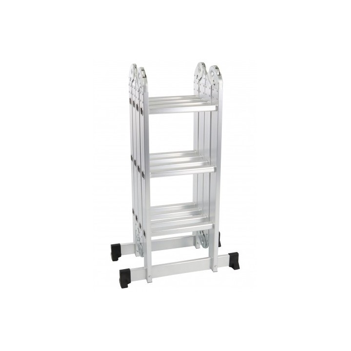 ESCALERA ALUMINIO ARTICULADA 3X4 PLATAFORMA MADER