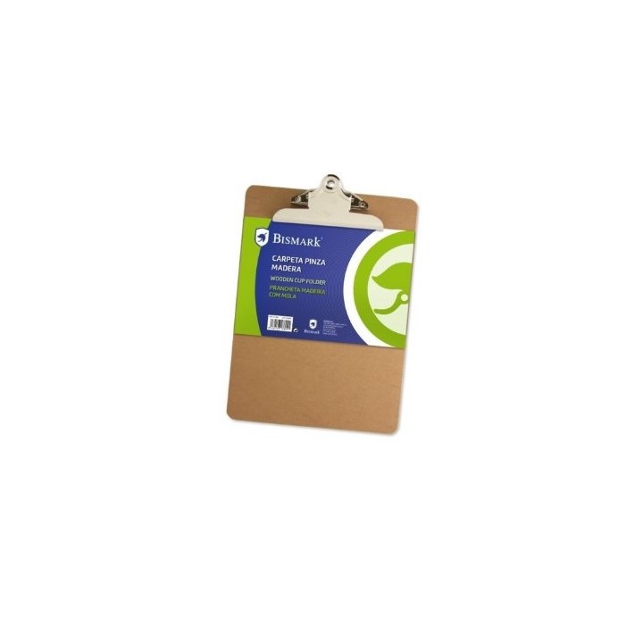 CARPETA SUJETAPAPELES CON BASE DE MADERA Y PINZA METALICA FORMATO A5