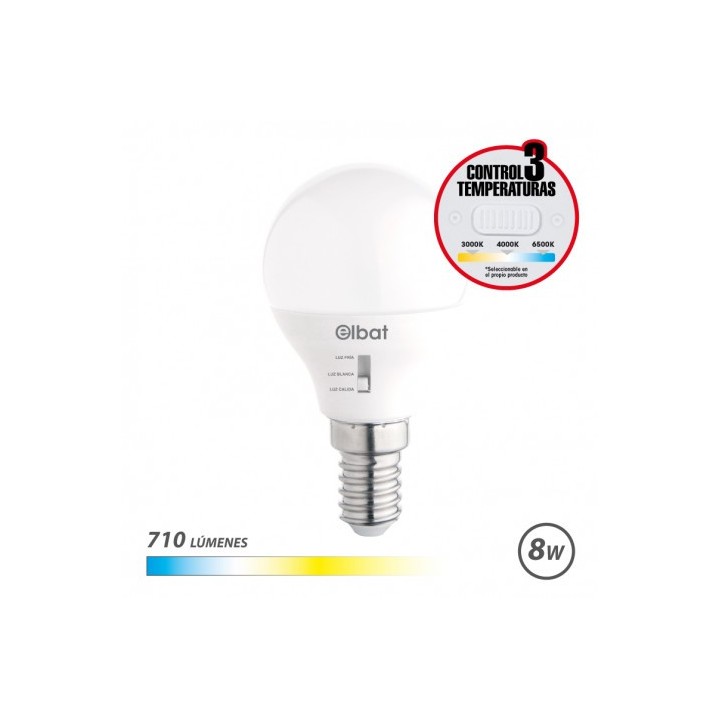 BOMBILLA LED G45 | 8W | 710LM | E14 | LUZ CALIDA/BLANCA/FRIA | ELBAT