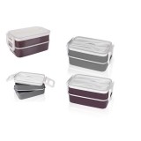 FIAMBRERA PLASTICA CON UTENSILIOS 2 NIVELES 375+475ML THERMOSPORT